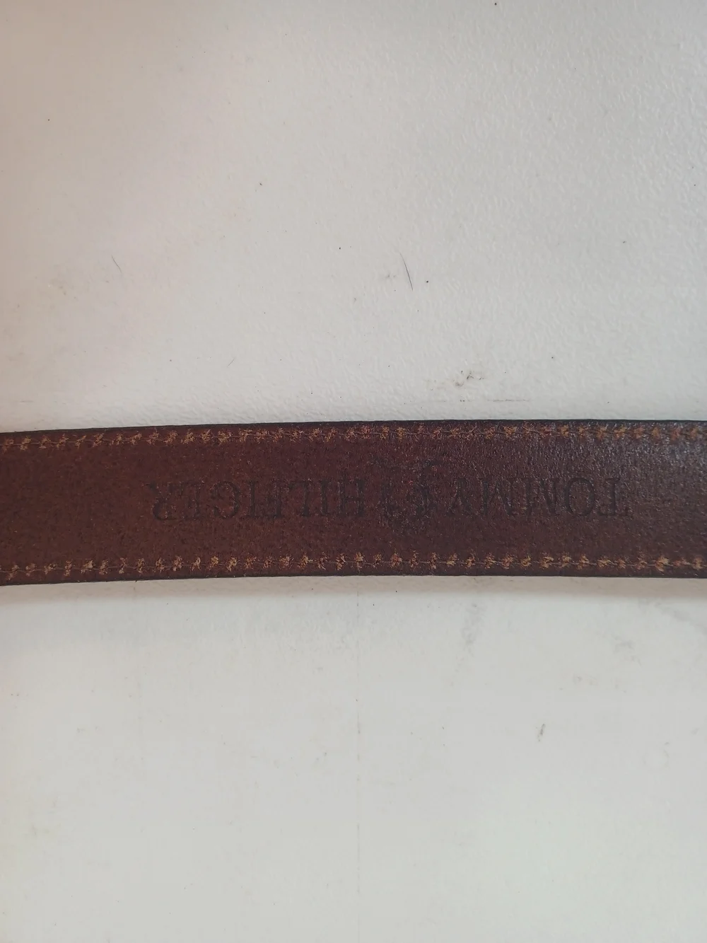 VTG 90s Tommy Hilfiger Leather Belt Brown Made in USA Brass D-Ring Buckle Sz 40